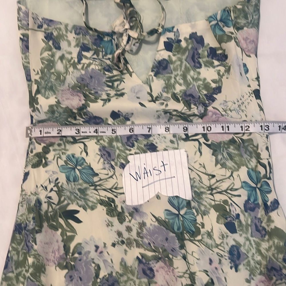 NWT Cider szXXS Floral purple green white spaghetti strap side zip dress - Picture 10 of 15